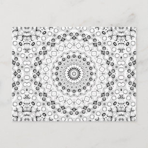 Svart Vitt Grå Monokrom Mandala Design Vykort