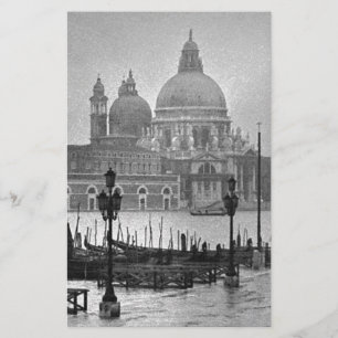 Svart Vitt Grand Canal Venedig Italien Resa Brevpapper