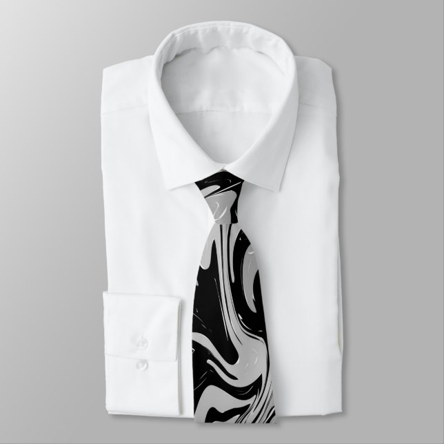 Svart Vitt Grått Elegant Stylfull Modern Slips (Bunden)