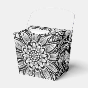 Svart Vitt Grått Handritad Mandala-design Presentaskar