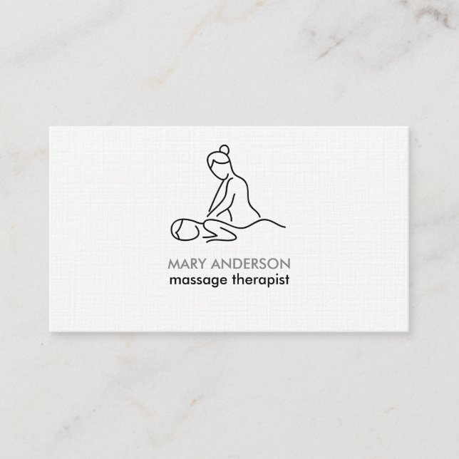 Svart Vitt Grått Massage Terapi Masseuse Spa Visitkort (Framsida)