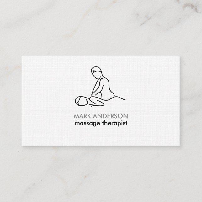 Svart Vitt Grått Massage Terapi Masseuse Spa Visitkort (Framsida)