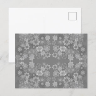 Svart Vitt Grått Retro Blommigt Vattenfärg Mönster Vykort