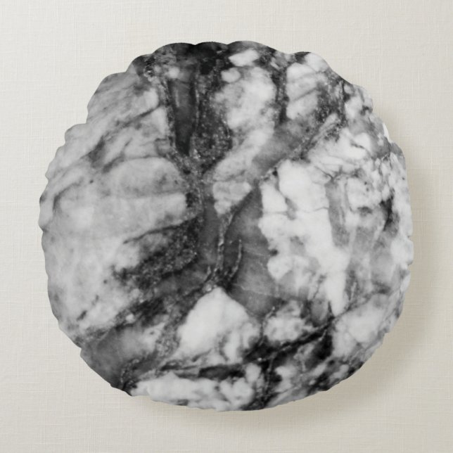 Svart &vitt grått rund kudde (Framsidan)