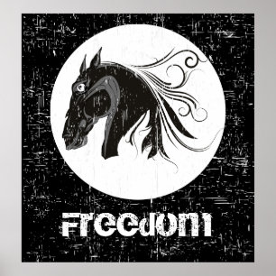 Svart, vitt grunt häst, huvud poster