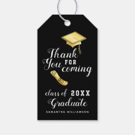 Svart Vitt Guld Klass 2025 Tack Examensfirande Presentetikett