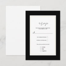 Svart Vitt Guld Modern Minimal Bröllop RSVP