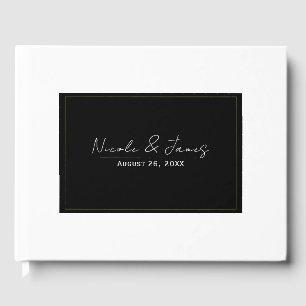 Svart Vitt Guld Modern Minimal Elegant Bröllop Gästböcker