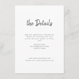 Svart, vitt, handskrivet skript bröllop tilläggskort