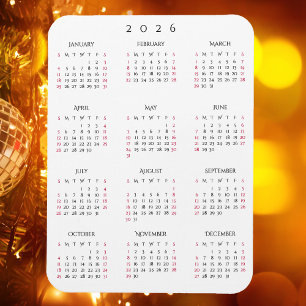 Svart Vitt Helt År 2026 Kalender Kylskåp Kök Magnet