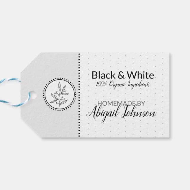 Svart & Vitt Hemmagjord Bad & Kroppsvård Presentetikett (Baksidan Horisontell)
