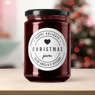 Svart & Vitt Hjärtans Jul Jam Köket Högtider Runt Klistermärke
