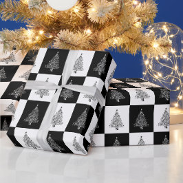 Svart Vitt Julgransmönster Presentpapper