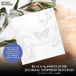 Svart & Vitt Junk Journal Inspirerat Anteckningsbl Anteckningsblock
