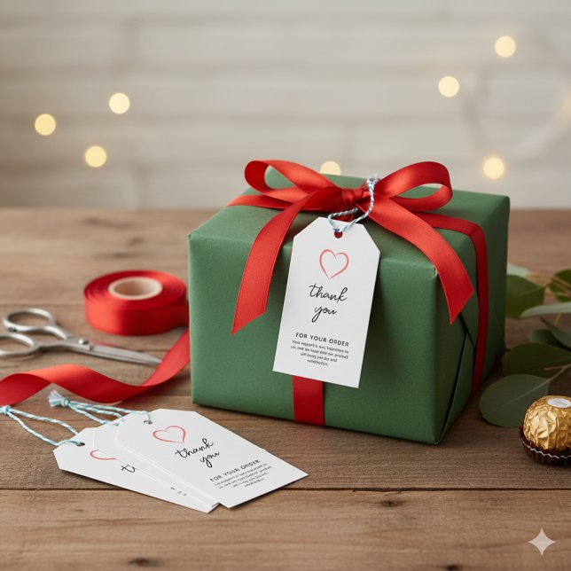 Svart Vitt Kalligrafi Tack Present Taggar Presentetikett (Skapare uppladdad)