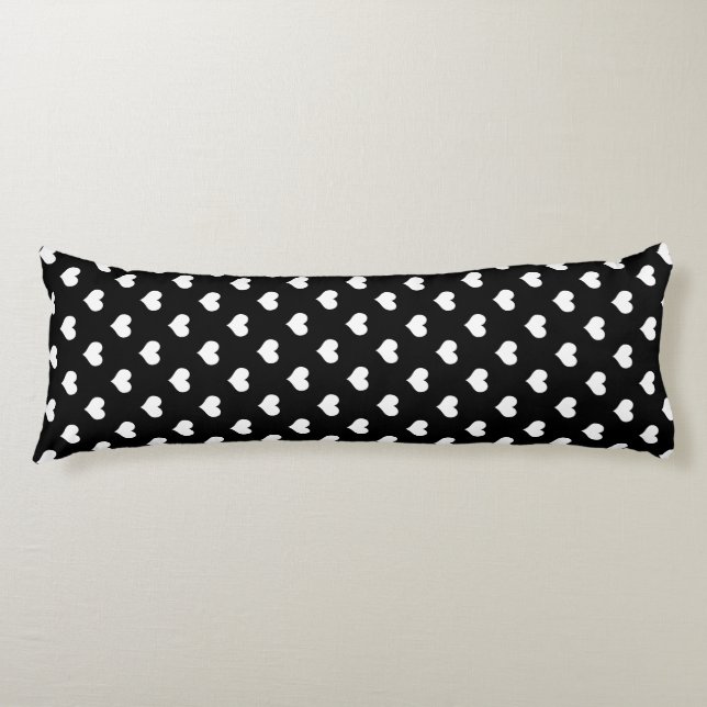 Svart Vitt Kärlek Hjärtmönster Design  Kroppskudde (Framsidan)