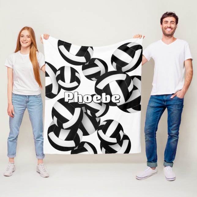 Svart vitt lag färg volleybollar flickor sport fleecefilt (På plats)