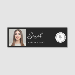 Svart Vitt Logotyp Foto Smink Anställd Namnbricka
