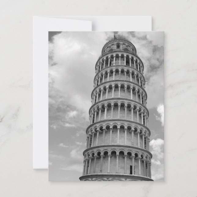 Svart Vitt Lutande Tornet i Pisa Italien (Framsida)
