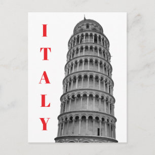 Svart Vitt Lutande Tornet i Pisa Italien Helg Vykort