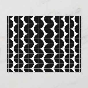 Svart & Vitt Mid Century Modern Abstrakt Mönster Helg Vykort