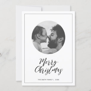 Svart & Vitt Minimal Merry Christmas Foto Julkort