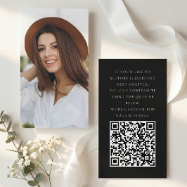 Svart Vitt Minimalistisk Examensfond QR Tilläggskort