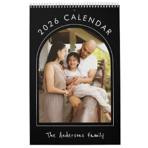 Svart Vitt Minimalistisk Familjefoto 2026 Månadsvi Kalender