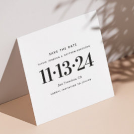 Svart & Vitt Minimalistiskt Bröllop. Ren Typografi Spara Datumet