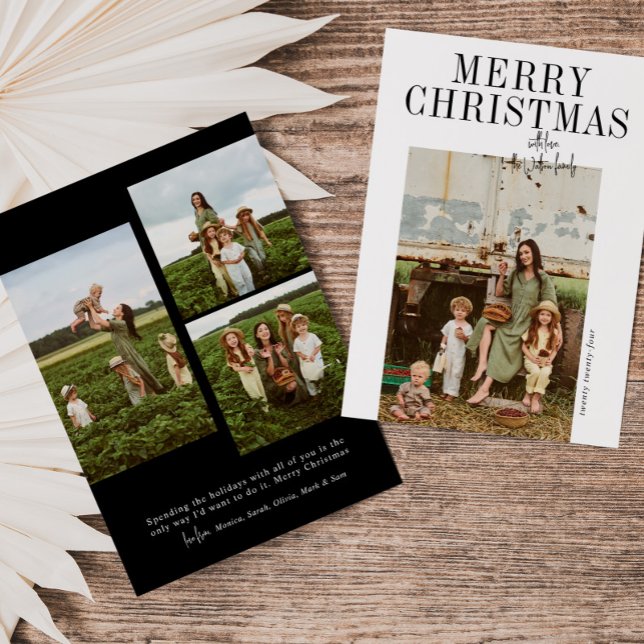 Svart & Vitt minimalistiskt modernt skriptfoto Julkort (Skapare uppladdad)