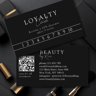 Svart & Vitt Minimalt Elegant Salong QR-kod Visitkort