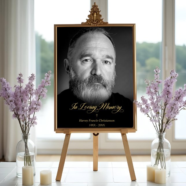 Svart Vitt Minnesmärke Foto Tribute AML21 Poster (Black & White In Loving Memory Tribute with Photo.)