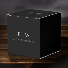 Svart Vitt Modern Minimalist Monogram Namn Presentaskar
