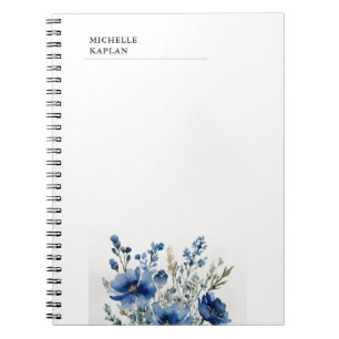 Svart Vitt Modern Professionell Akvarell Blommor Anteckningsbok