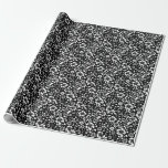 Svart Vitt Modernt Blommor Löv som blåser Presentpapper<br><div class="desc">Svart Vitt Modernt Blommor Löv som blåser Tryck</div>