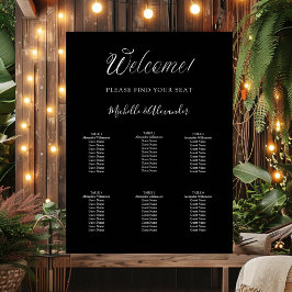 Svart, vitt, modernt sittdiagram för skript bröllo poster