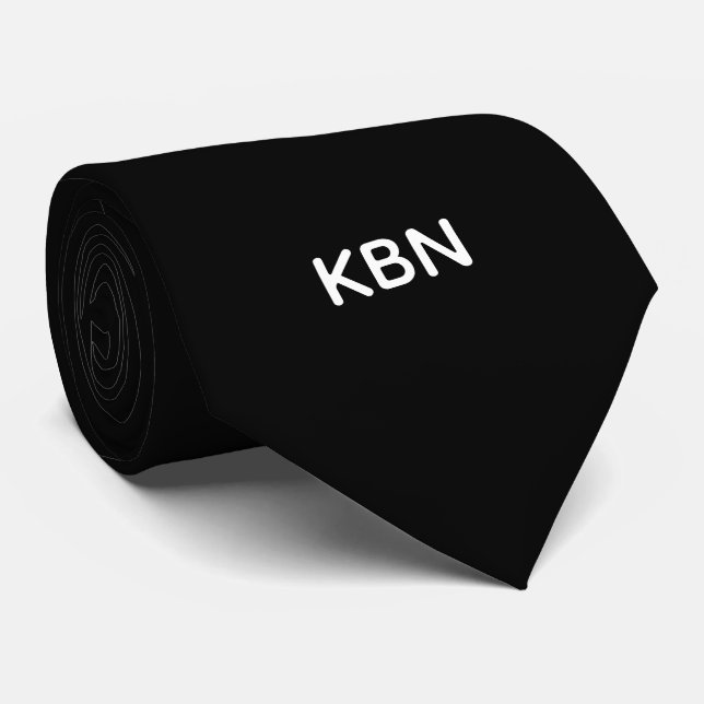 Svart Vitt Monogram Initialer Bröllop Formell Brud Slips (Rullad)