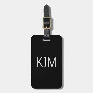 Svart Vitt Monogram Initialer Namn Gåva Förmån Bagagebricka