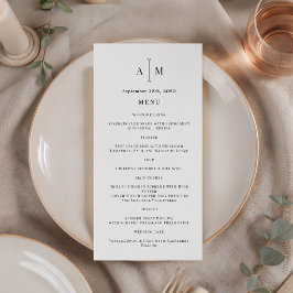 Svart Vitt Monogram Minimal Bröllopsprogram Meny