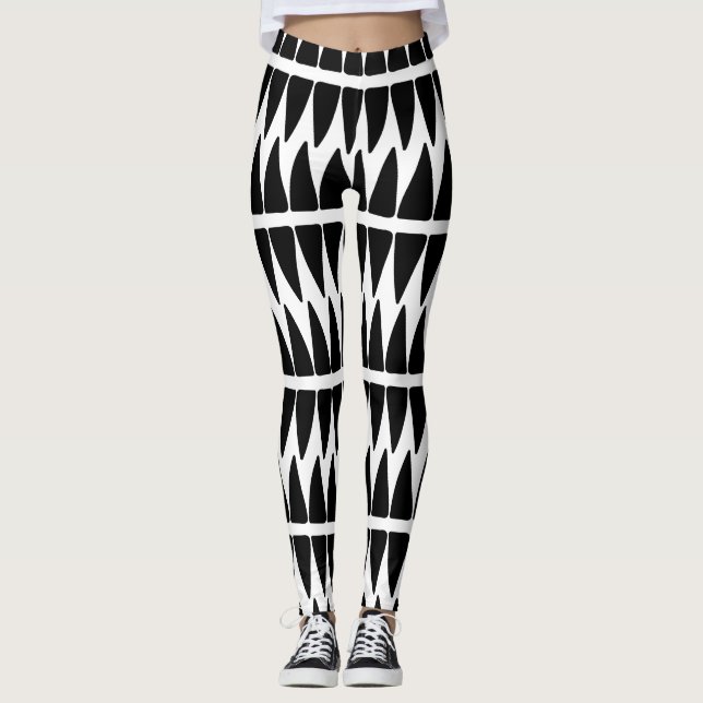 Svart/vitt mönster leggings (Framsida)
