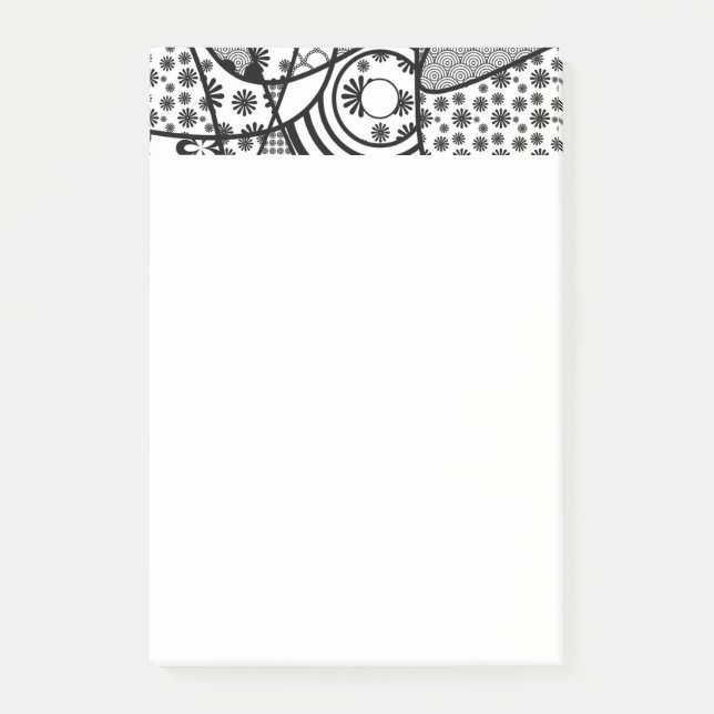 Svart & Vitt Mönster Patchwork 02 Post-it Block (Framsida)