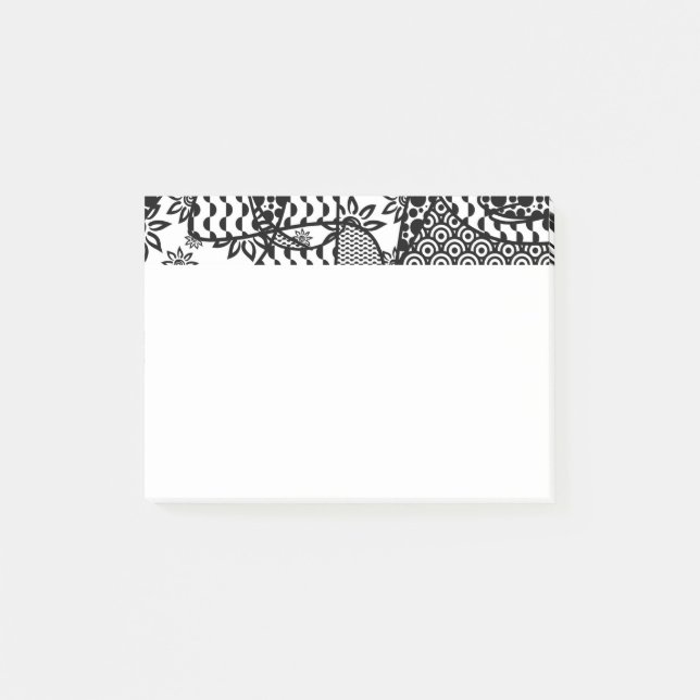 Svart & Vitt Mönster Patchwork 03 Post-it Block (Framsida)