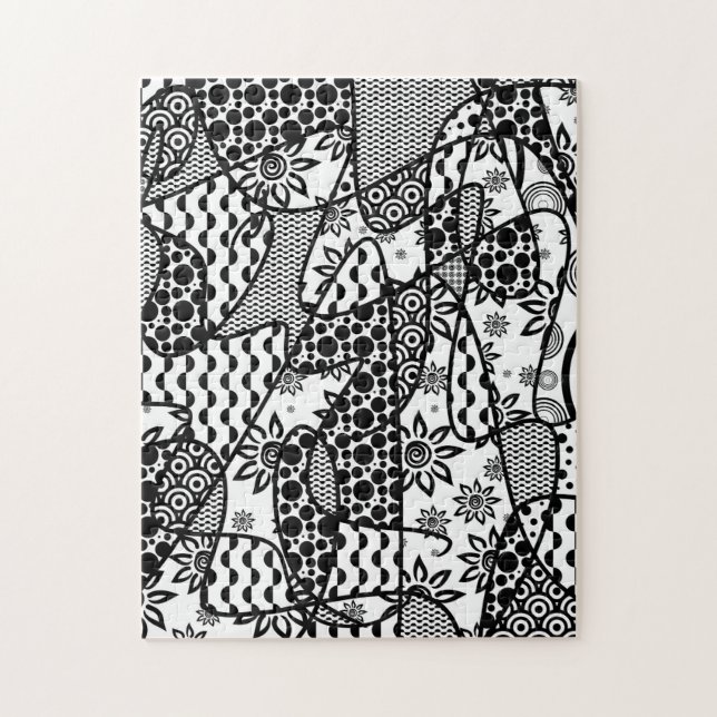 Svart & Vitt Mönster Patchwork 03 Pussel (Vertikal)