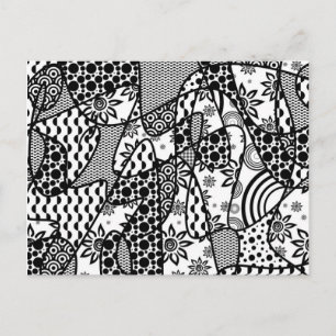 Svart & Vitt Mönster Patchwork 03 Vykort