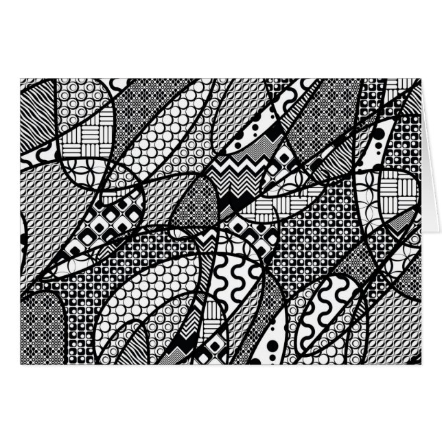 Svart & Vitt Mönster Patchwork 05 Hälsningskort (Framsidan Horizontal)