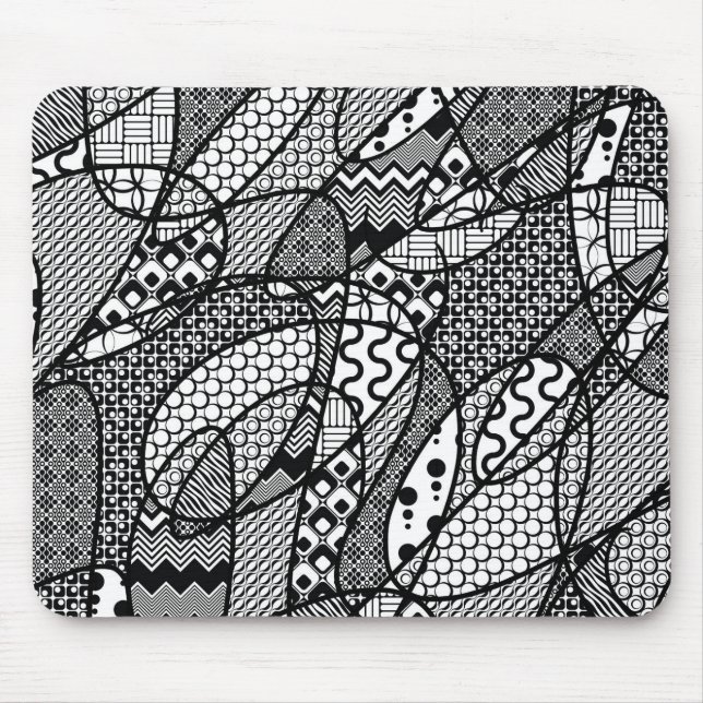 Svart & Vitt Mönster Patchwork 05 Musmatta (Framsidan)