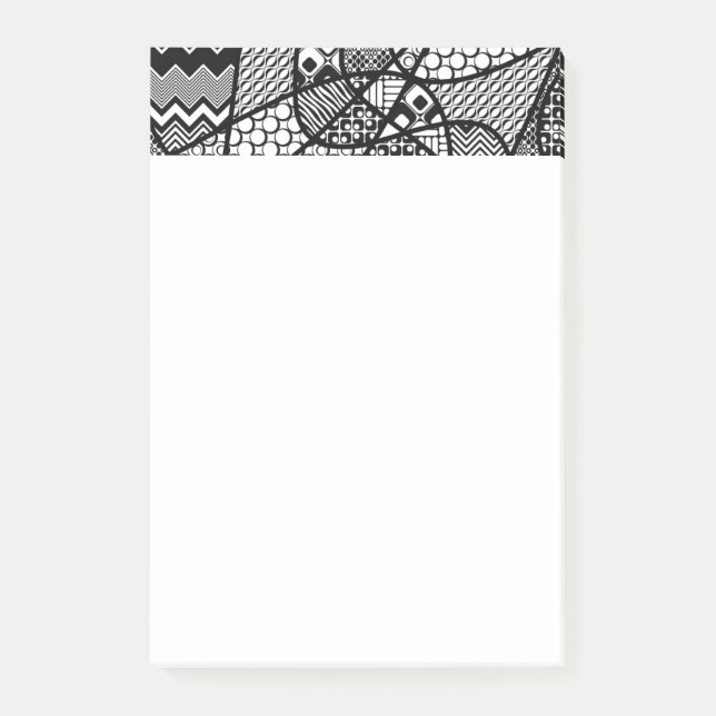 Svart & Vitt Mönster Patchwork 05 Post-it Block (Framsida)