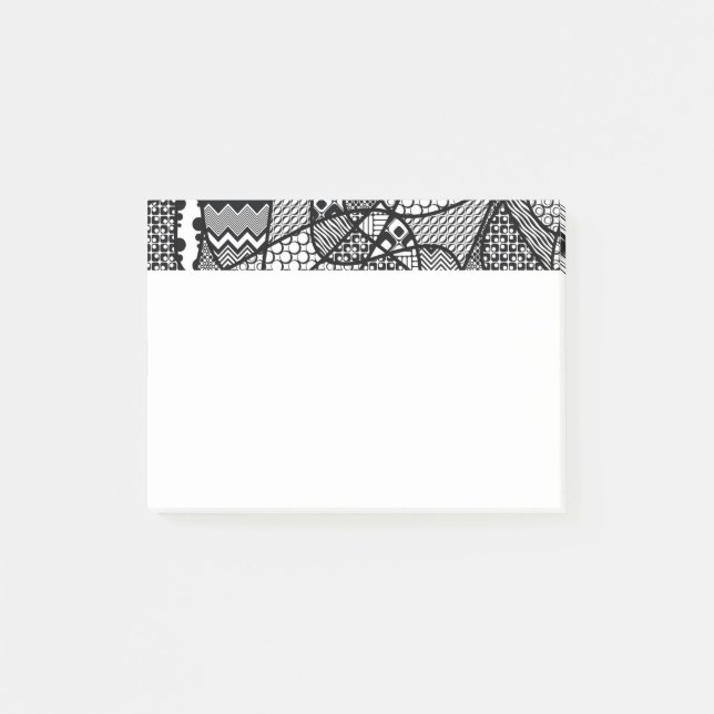 Svart & Vitt Mönster Patchwork 05 Post-it Block (Framsida)