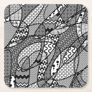 Svart & Vitt Mönster Patchwork 05 Underlägg Papper Kvadrat