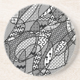 Svart & Vitt Mönster Patchwork 05 Underlägg Sandsten